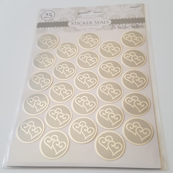 25 pcs Silver Heart Stickers 1" inch - Picture 2 of 5